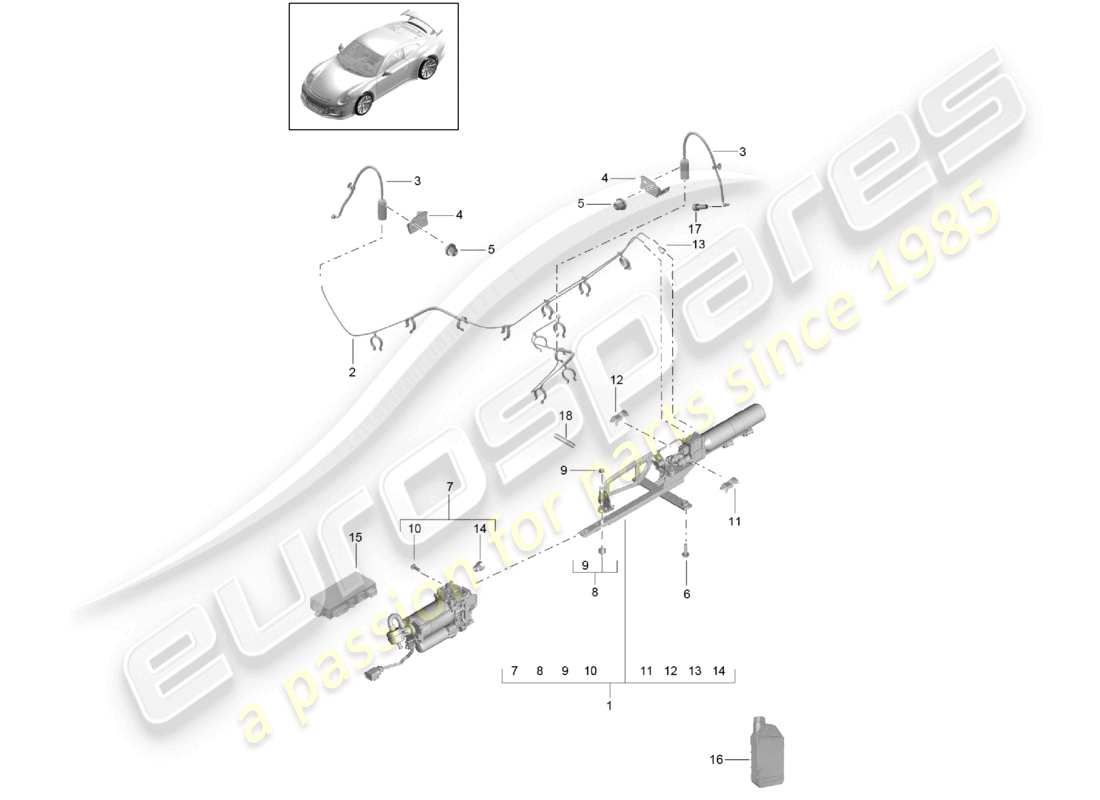 porsche 2021 (991-2 r/gt3/rs) suspension adaptative essieu avant d - mj 2019>>schéma des pièces speedster