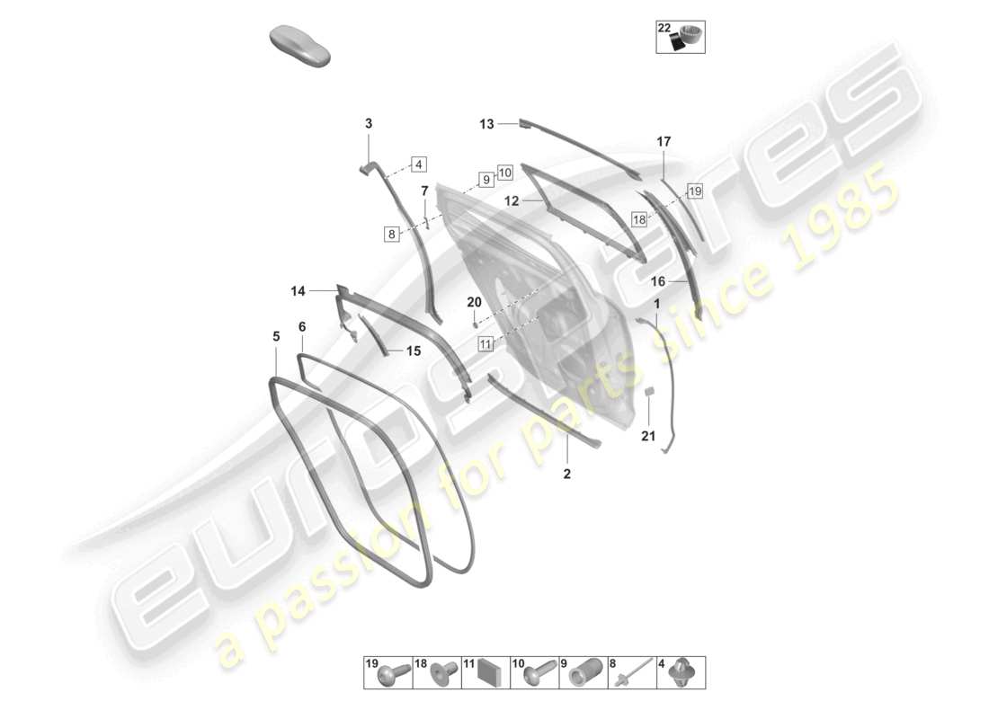 porsche 2022 (panamera 971-2) joint de porte arrière guide de fenêtre accessoires schéma des pièces