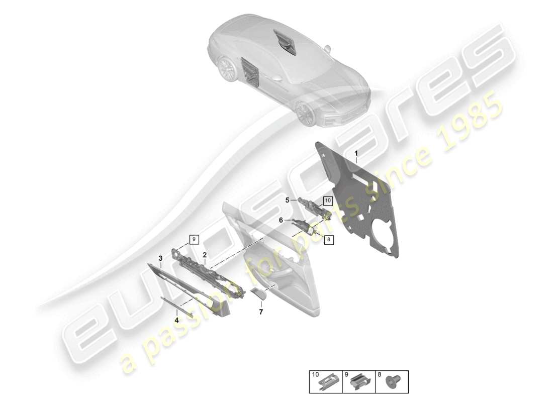 porsche 2024 (panamera 976) panneau de porte portes arrière accessoires schéma des pièces
