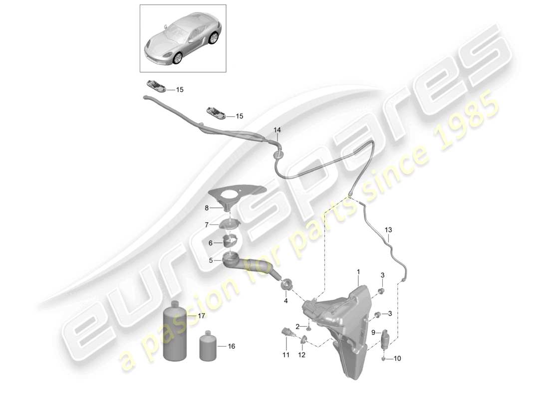porsche 2021 (718 cayman) système de rondelle -glace pare-brise schéma des pièces