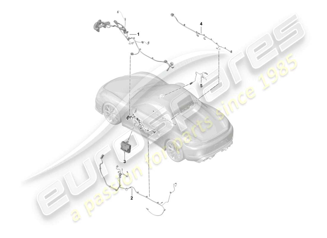 porsche 2024 (718 boxster spyder) faisceaux de câbles portes console centrale unité de commande portes toit/capote schéma des pièces