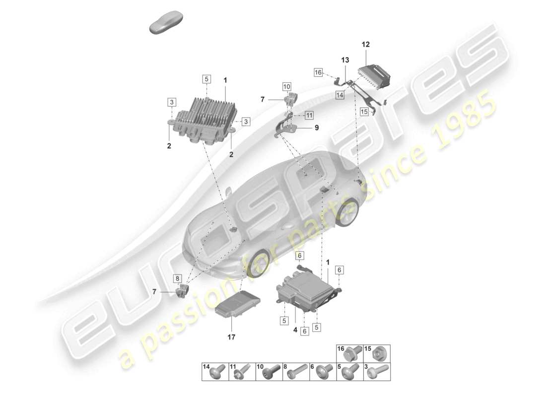 porsche 2023 (taycan 9j1-1) unité de commande pour stabilisation active du roulis unité de commande pour suspension adaptative schéma des pièces