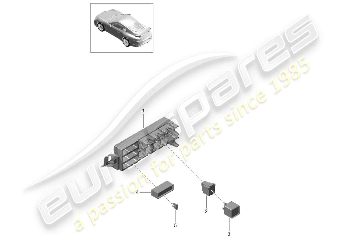 porsche 2021 (991-2 r/gt3/rs) schéma des pièces de l'arrière du système électrique central