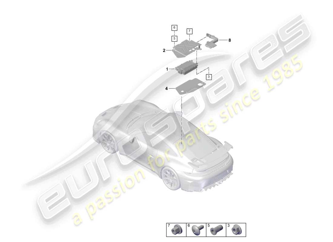 porsche 2025 (992-2 gt3) schéma des pièces des amplificateurs