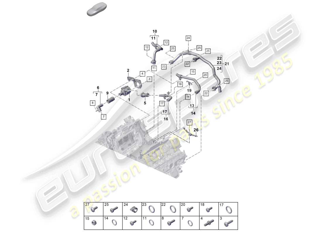 porsche 2024 (panamera 976) système de refroidissement du liquide de refroidissement schéma des pièces