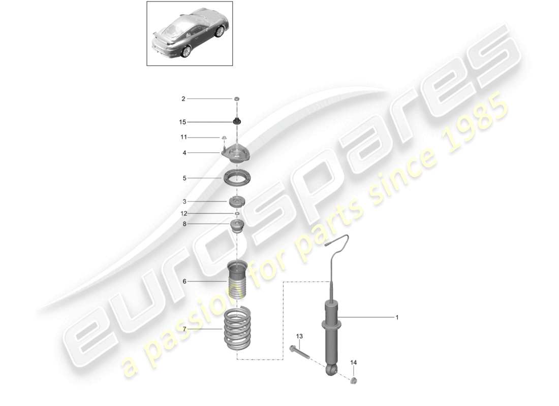 porsche 2021 (991-2 r/gt3/rs) amortisseurs ressort hélicoïdal d - mj 2018>> schéma des pièces