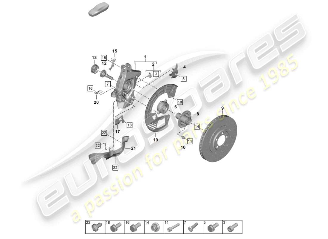 porsche 2025 (992-2 gt3) schéma des pièces du moyeu de roue du support de roue