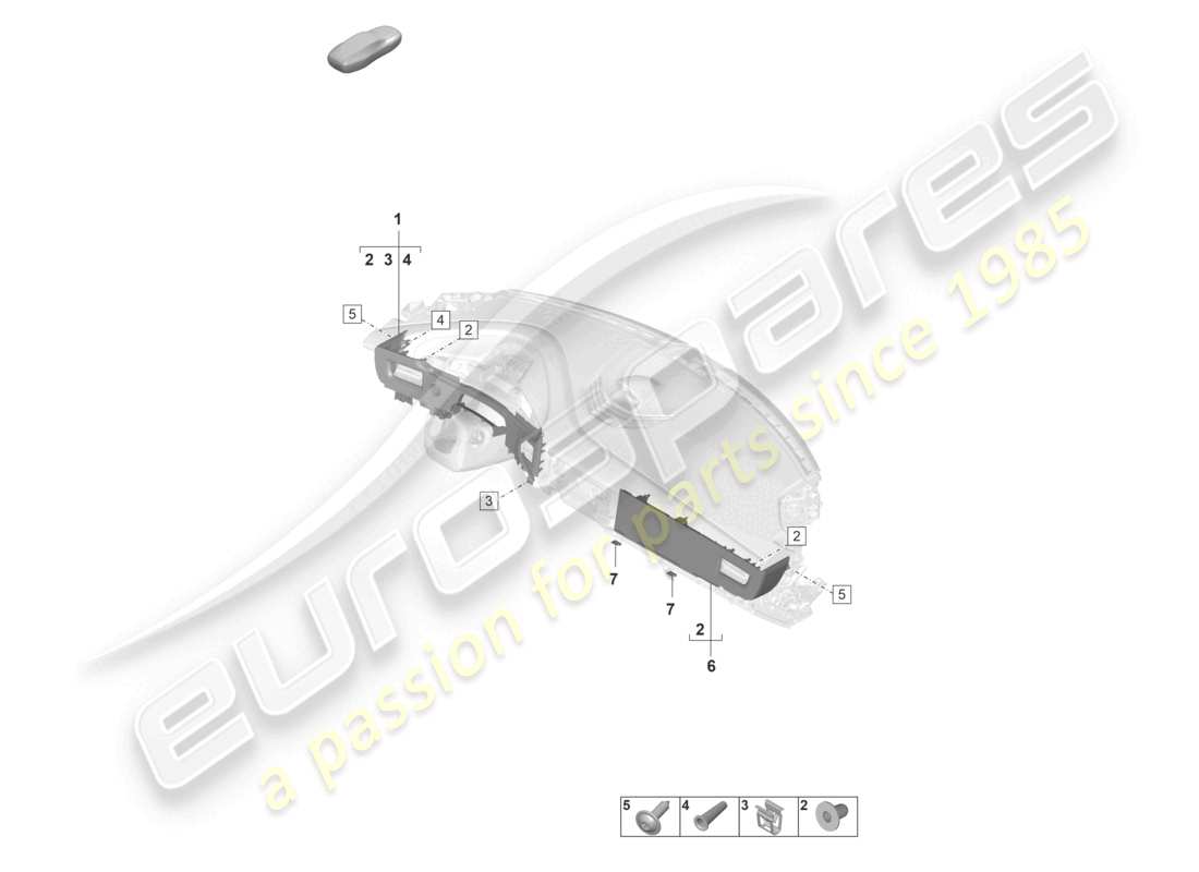 porsche 2023 (taycan 9j1-1) moulure pour tableau de bord schéma des pièces