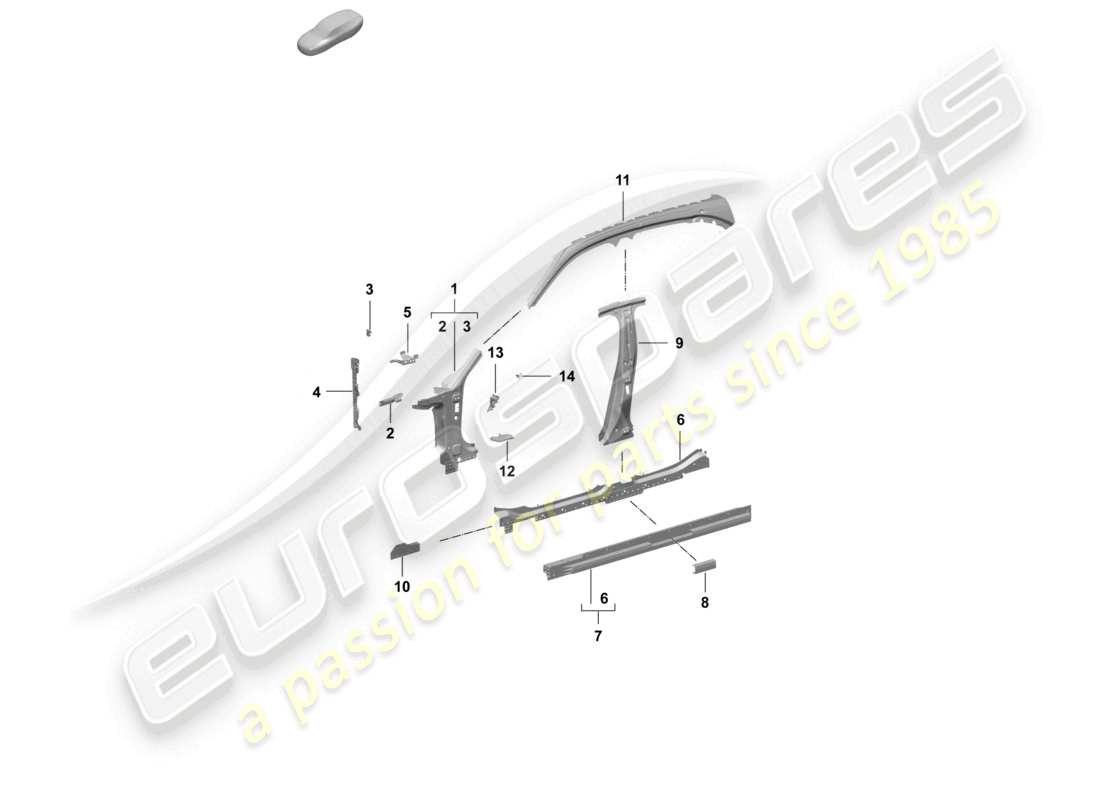 porsche 2025 (taycan 9j1-2) panneau latéral, face intérieure, face extérieure diagramme des pièces