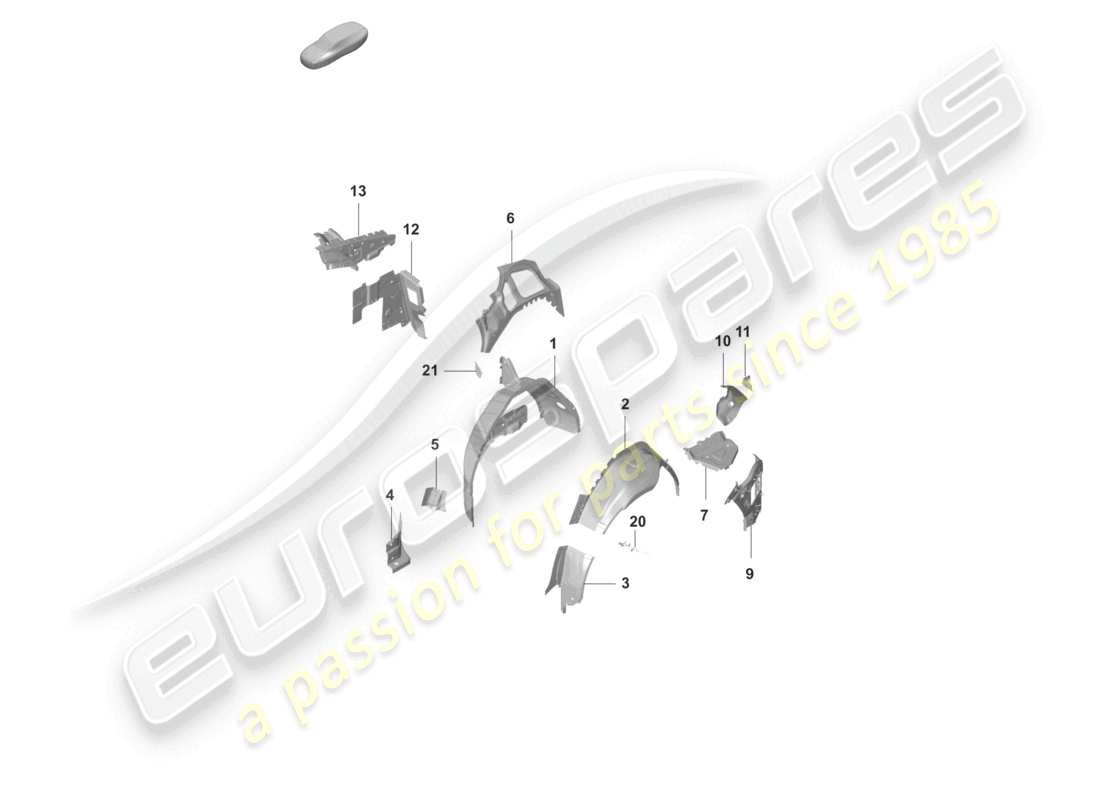 porsche 2023 (taycan 9j1-1) panneau latéral, schéma des pièces intérieures arrière