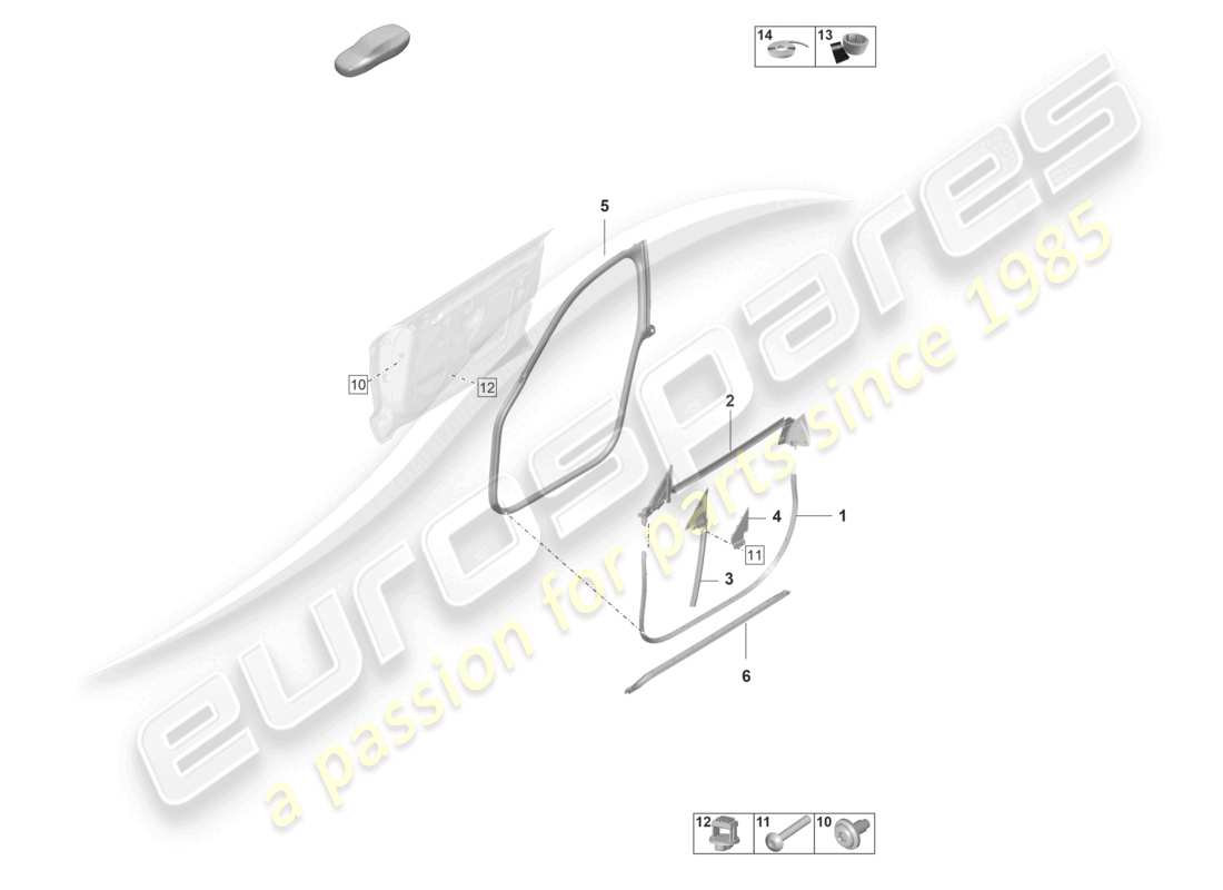 porsche 2023 (taycan 9j1-1) portes avant accessoires joints diagramme des pièces