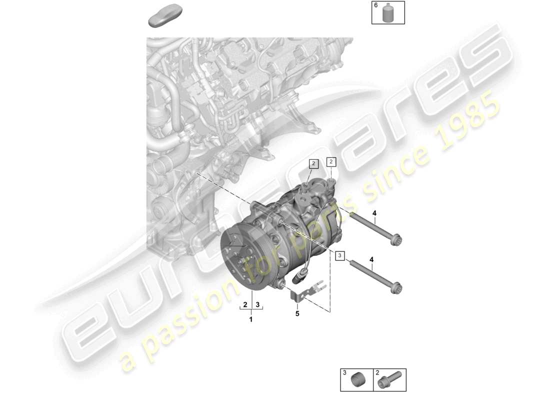 porsche 2026 (panamera 976) diagramme des pièces du compresseur de climatisation