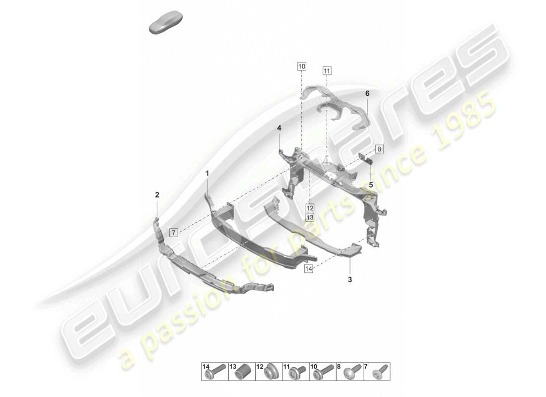 porsche 2024 (panamera 971-2) schéma des pièces du support de pare-chocs avant du turbo
