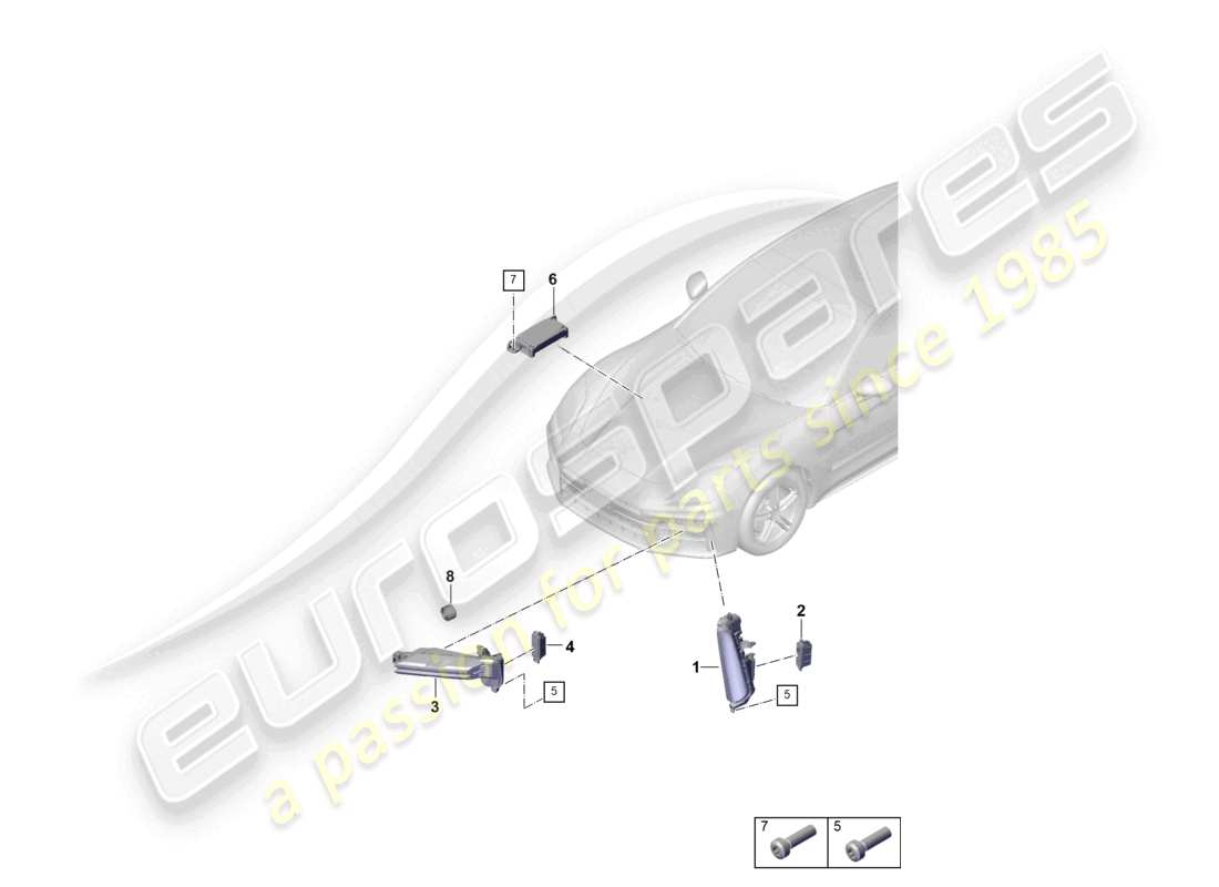 porsche 2024 (panamera 976) phare supplémentaire schéma des pièces