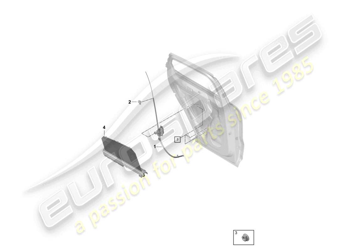 porsche 2024 (cayenne e3 9ya/9yb) schéma des pièces de la porte arrière du coupé à enroulement