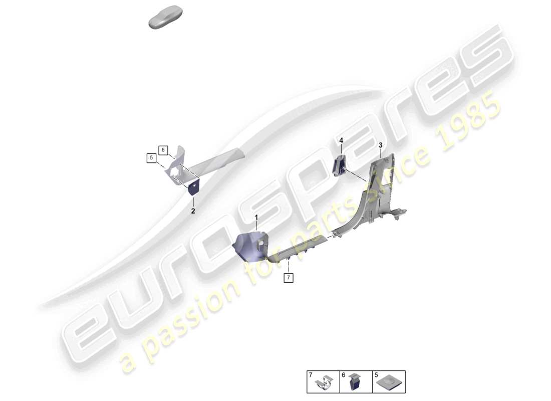 porsche 2024 (panamera 976) schéma des pièces de la garniture de bande de roulement avant