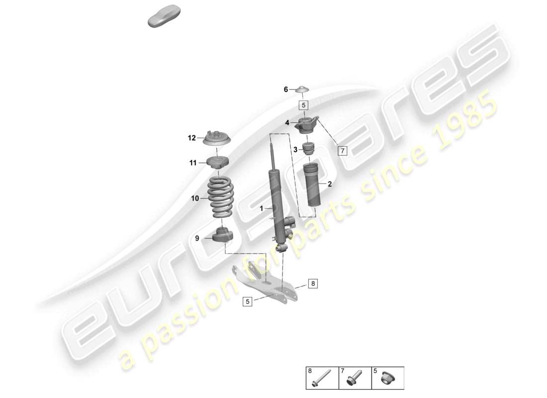 porsche 2024 (macan-e) amortisseur de vibrations de suspension à ressort en acier schéma des pièces du ressort hélicoïdal