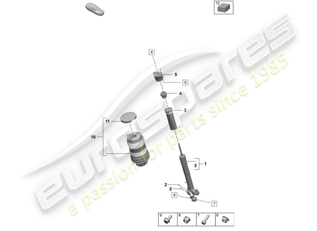 porsche 2025 (taycan 9j1-2) diagramme des pièces des amortisseurs à suspension pneumatique