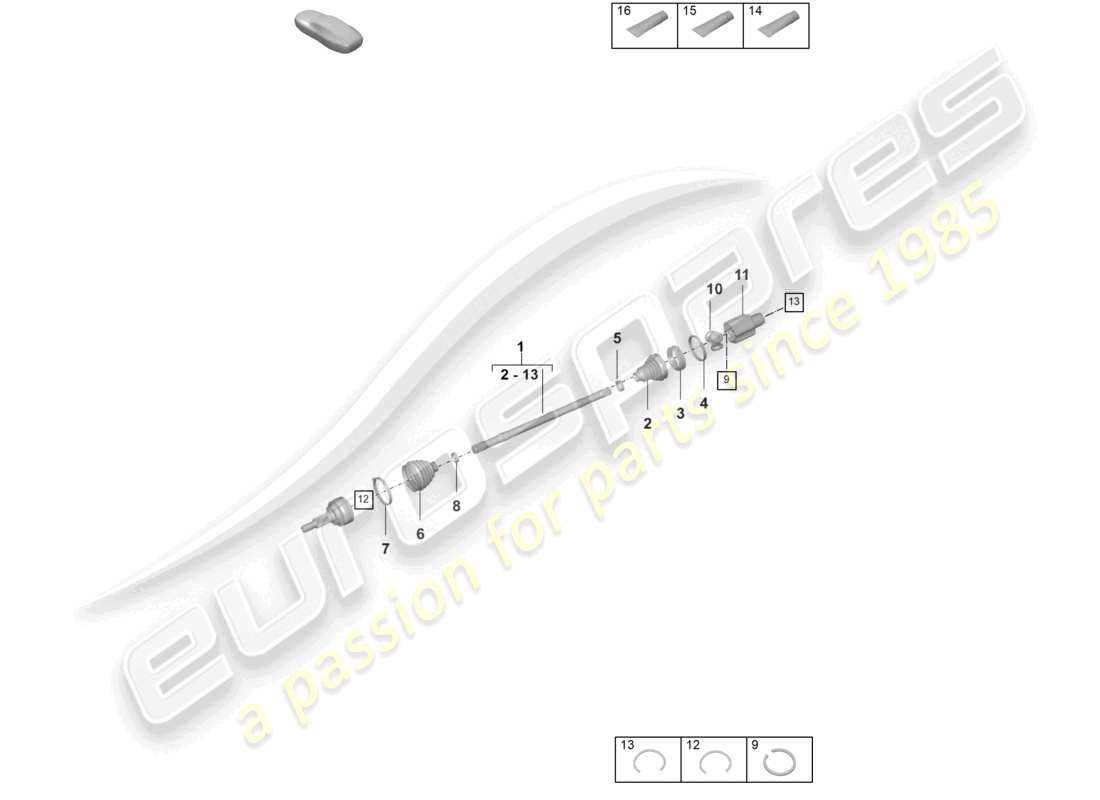 porsche 2025 (panamera 976) arbre de transmission essieu avant schéma des pièces