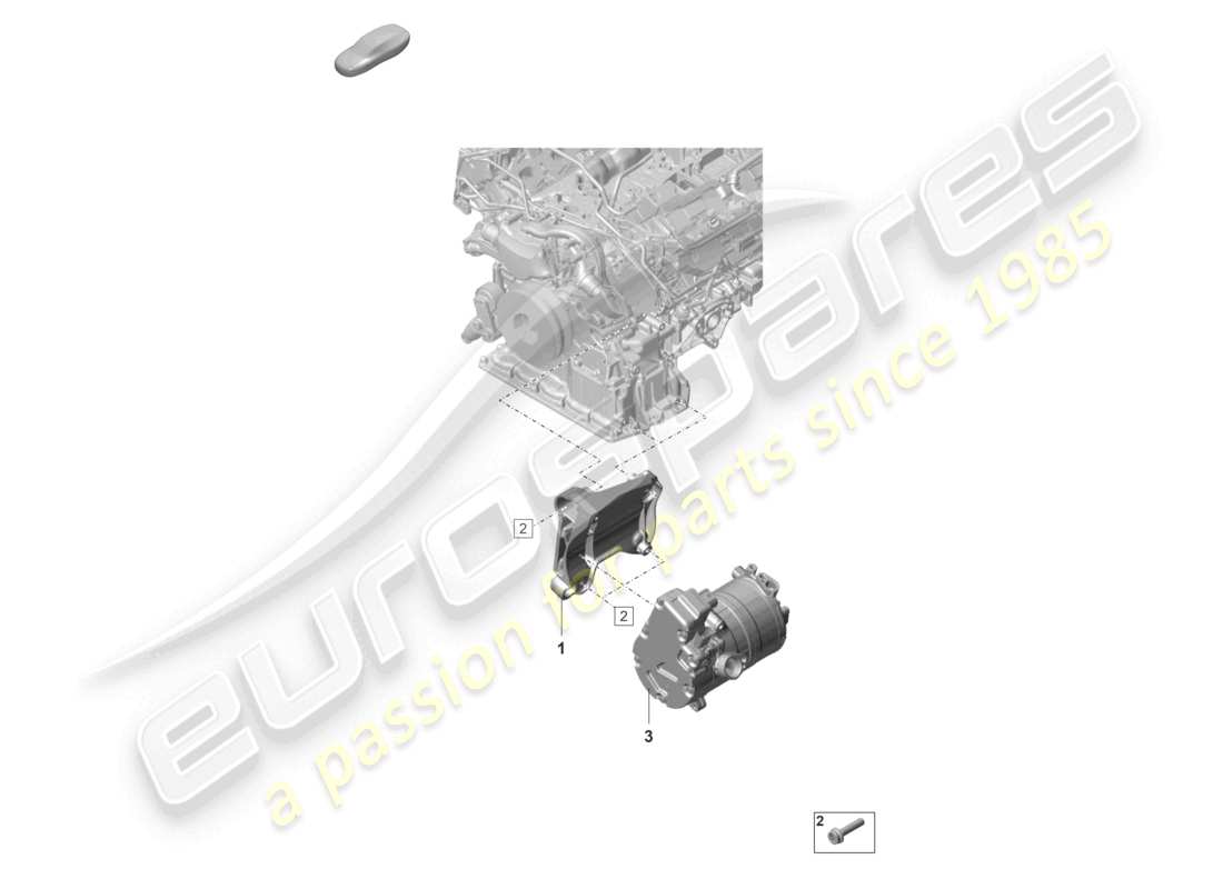 porsche 2021 (panamera 971-2) schéma des pièces de fixation des courroies poly-v