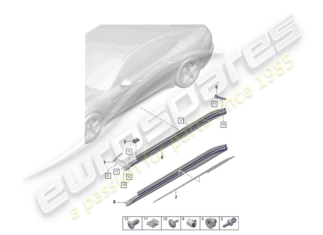 porsche 2024 (panamera 976) garniture de membre latéral schéma des pièces