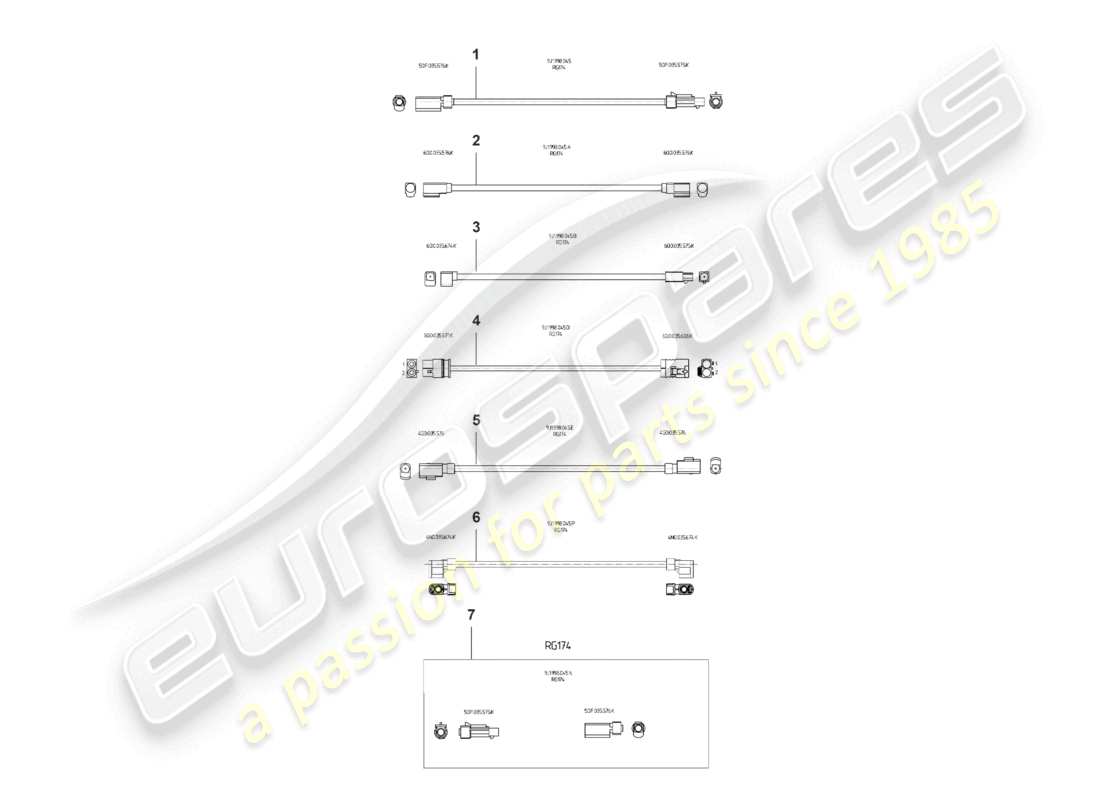 porsche 2024 (panamera 976) kit de réparation pour câbles d'antenne (rg174) schéma des pièces