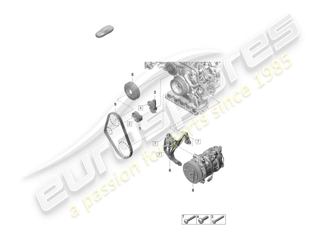 porsche 2021 (panamera 971-2) diagramme des pièces du tendeur de courroie poly-v