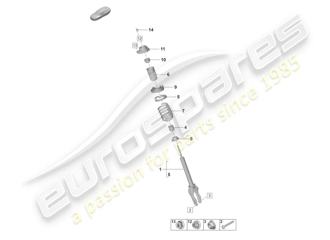 porsche 2022 (taycan 9j1-1) suspension à ressorts en acier amortisseurs ressort hélicoïdal diagramme des pièces