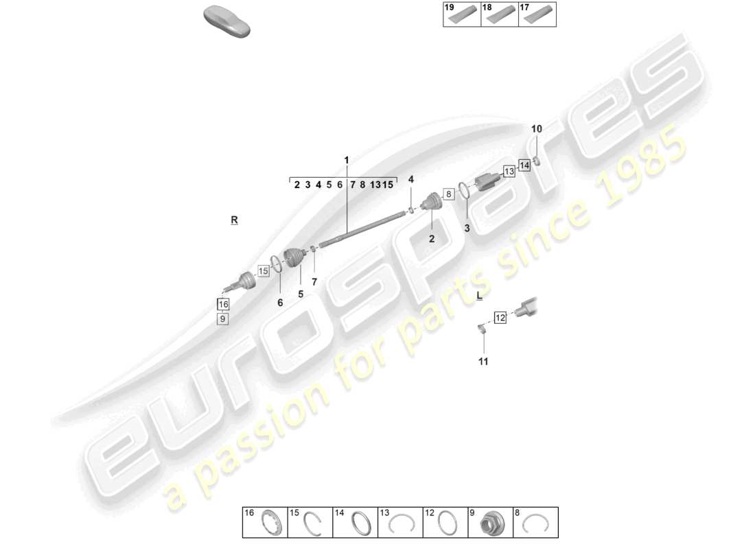 porsche 2023 (taycan 9j1-1) arbre de transmission essieu avant schéma des pièces