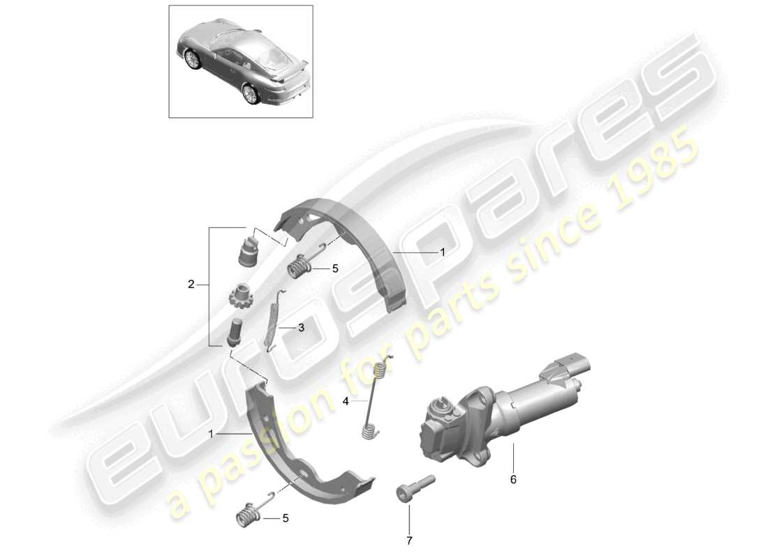 porsche 2021 (991-2 r/gt3/rs) frein de stationnement d >>- mj 2017 schéma des pièces