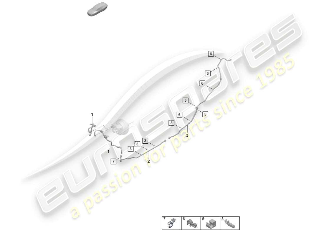 porsche 2026 (992-2 gt3) diagramme de pièce de la ligne de vide
