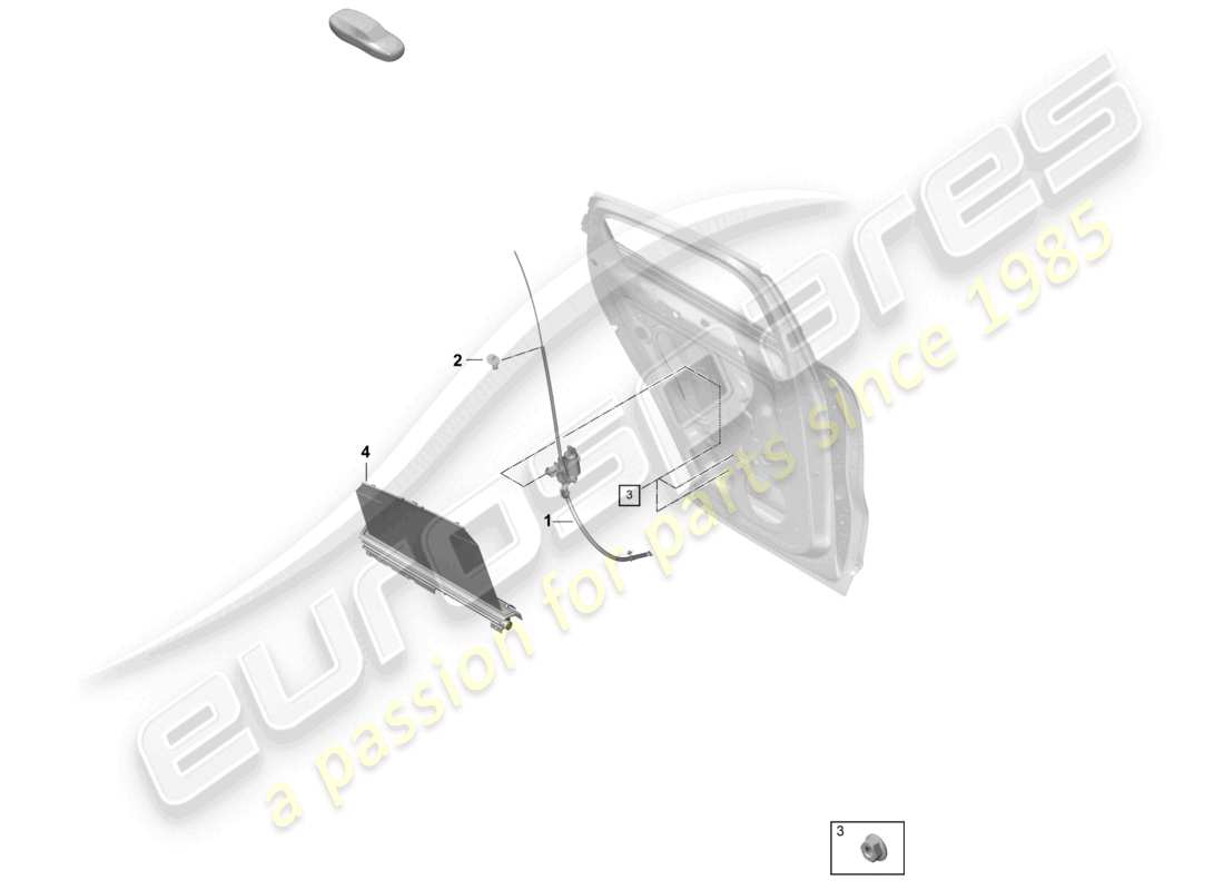 porsche 2024 (cayenne e3 pa) schéma des pièces de la porte arrière du coupé à enroulement