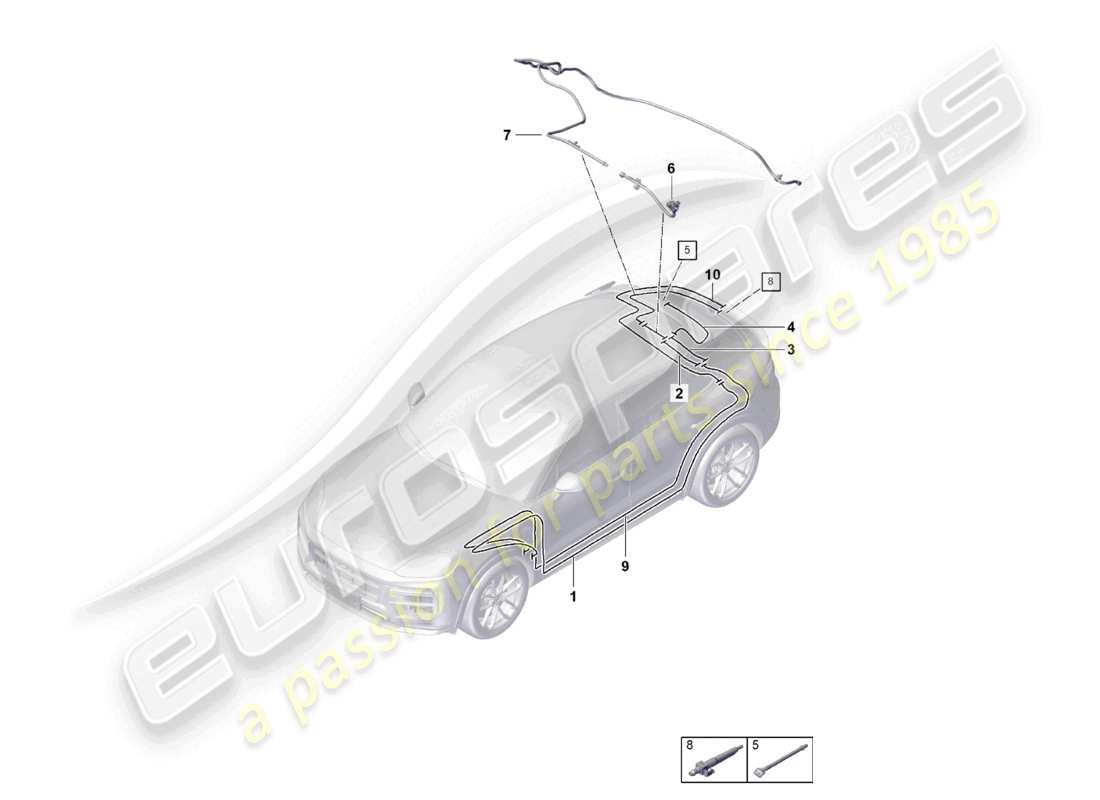 porsche 2026 (cayenne e3 pa) tuyau arrière essuie-glace arrière caméra de recul schéma des pièces
