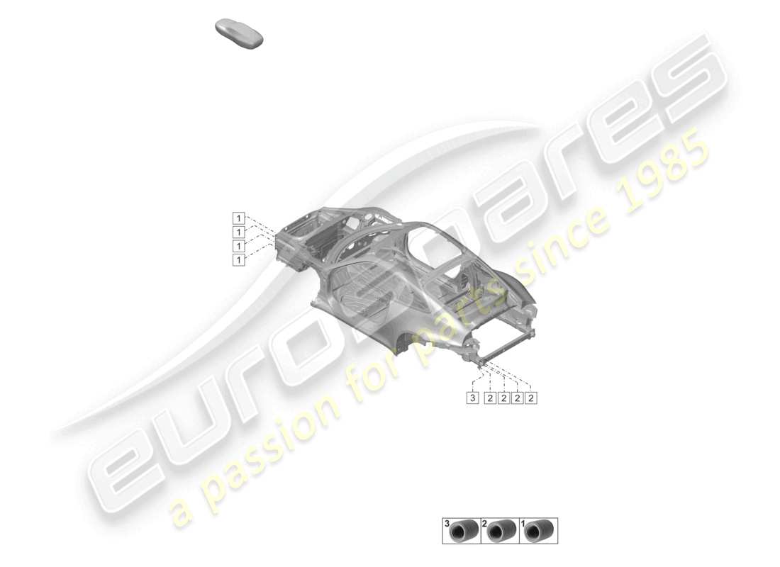 porsche 2022 (992-1 turbo / s) montage d'amortisseur avant et arrière extrémité avant extrémité arrière schéma des pièces