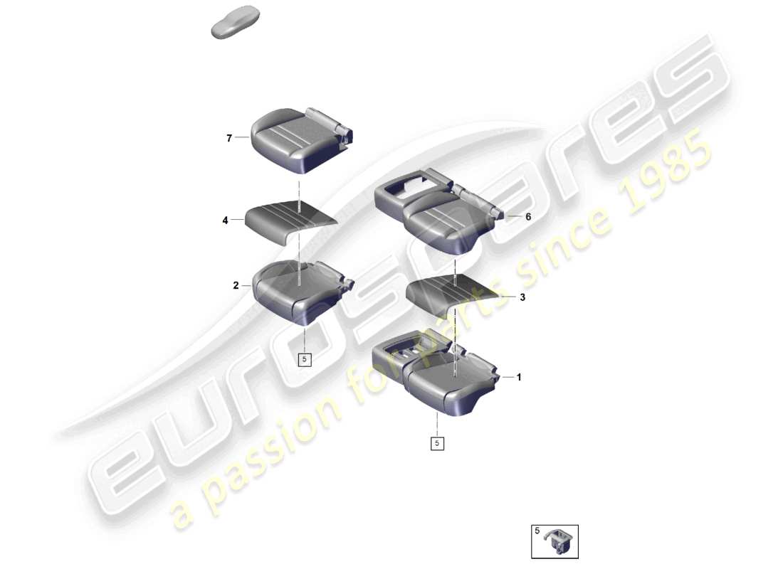 porsche 2026 (cayenne e3 pa) pièce en mousse coussin de siège arrière housse de siège diagramme des pièces