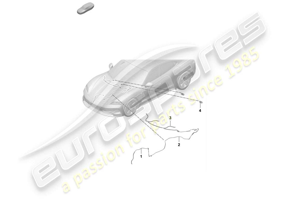 porsche 2025 (taycan 9j1-2) tuyau flexible pour jet d'eau de rondelle avant schéma des pièces