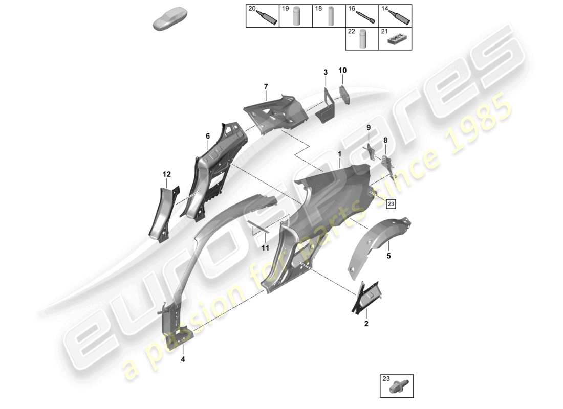 porsche 2020 (718 cayman gt4) partie latérale diagramme des pièces