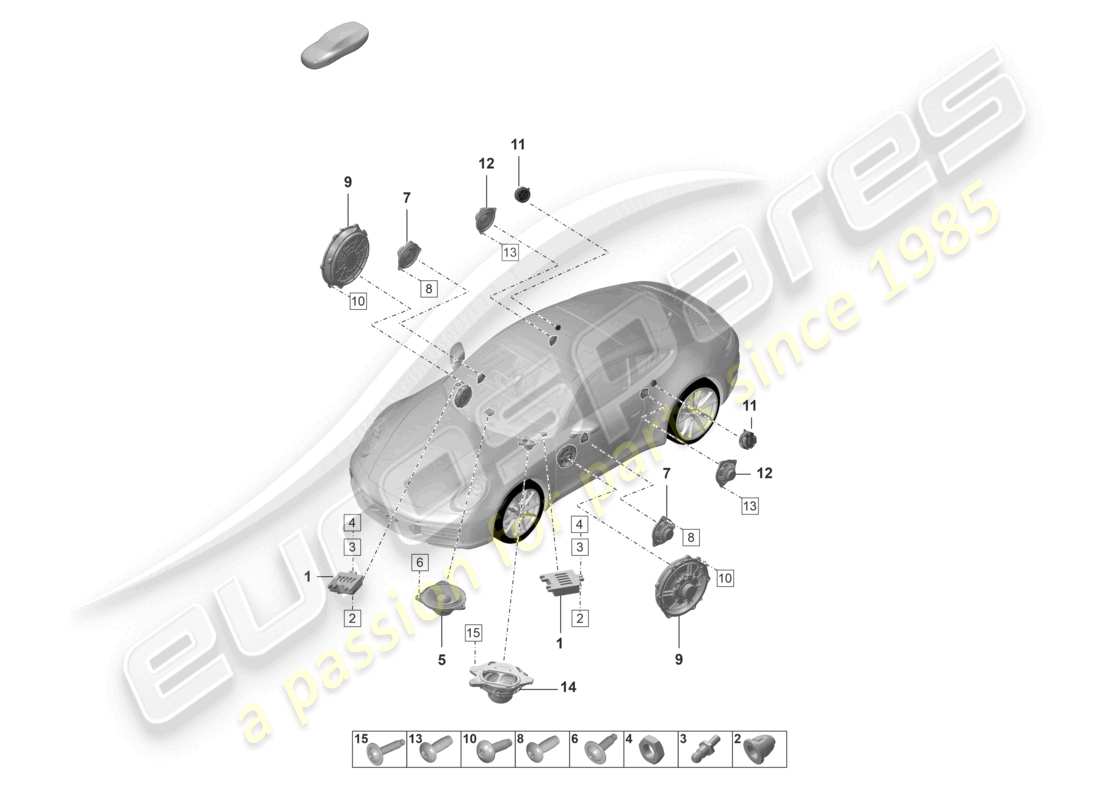 porsche 2024 (992-1) schéma des pièces du haut-parleur