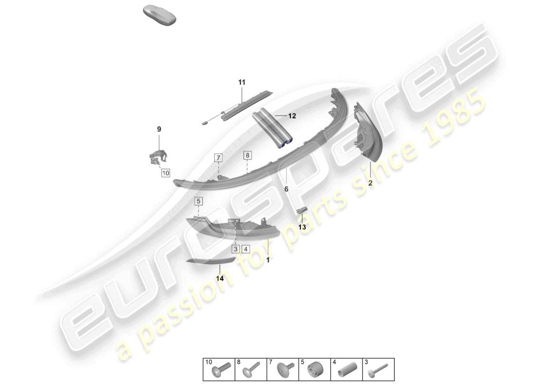 porsche 2022 (992-1 gt3/rs/st) feu arrière feu stop supplémentaire éclairage de plaque d'immatriculation schéma des pièces