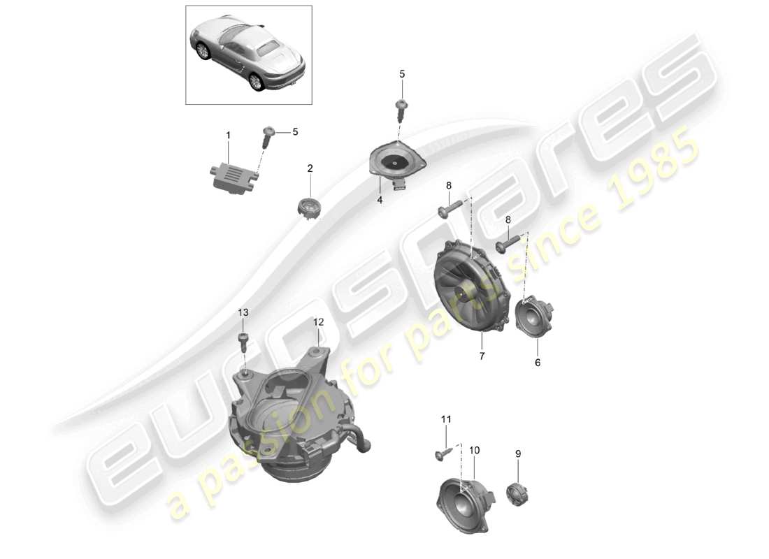 porsche 2021 (718 boxster) schéma des pièces du haut-parleur