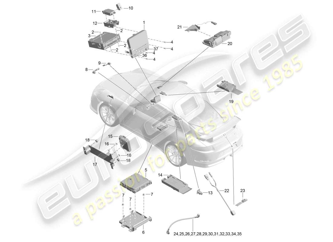 porsche 2021 (991-2 r/gt3/rs) affichage ordinateur central système de navigation tv microphone interface multimédia caméra ligne de connexion d - mj 2018>> schéma des pièces