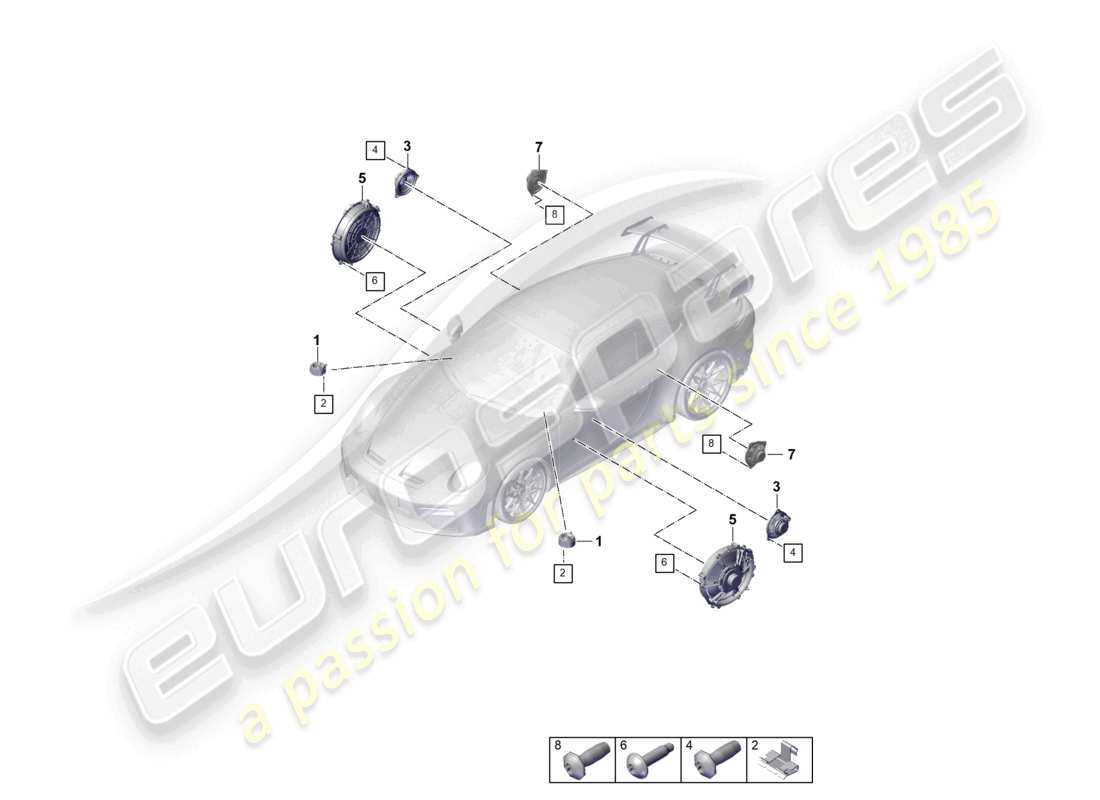 porsche 2026 (992-2 gt3) schéma des composants de base du haut-parleur