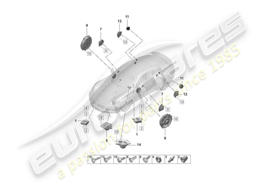 porsche 2021 (992-1 turbo / s) schéma des pièces du haut-parleur