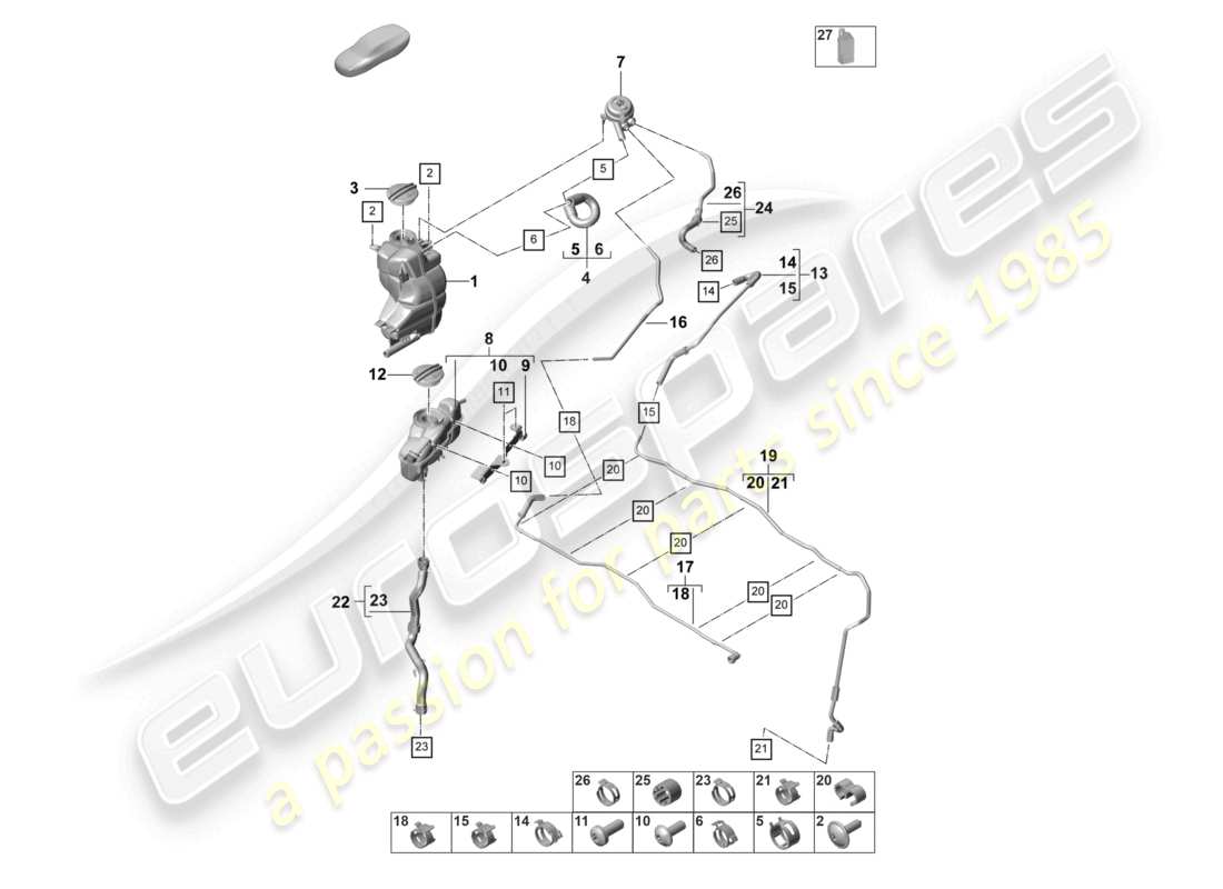 porsche 2021 (panamera 971-2) système de refroidissement du liquide de refroidissement pour véhicules à propulsion hybride schéma des pièces