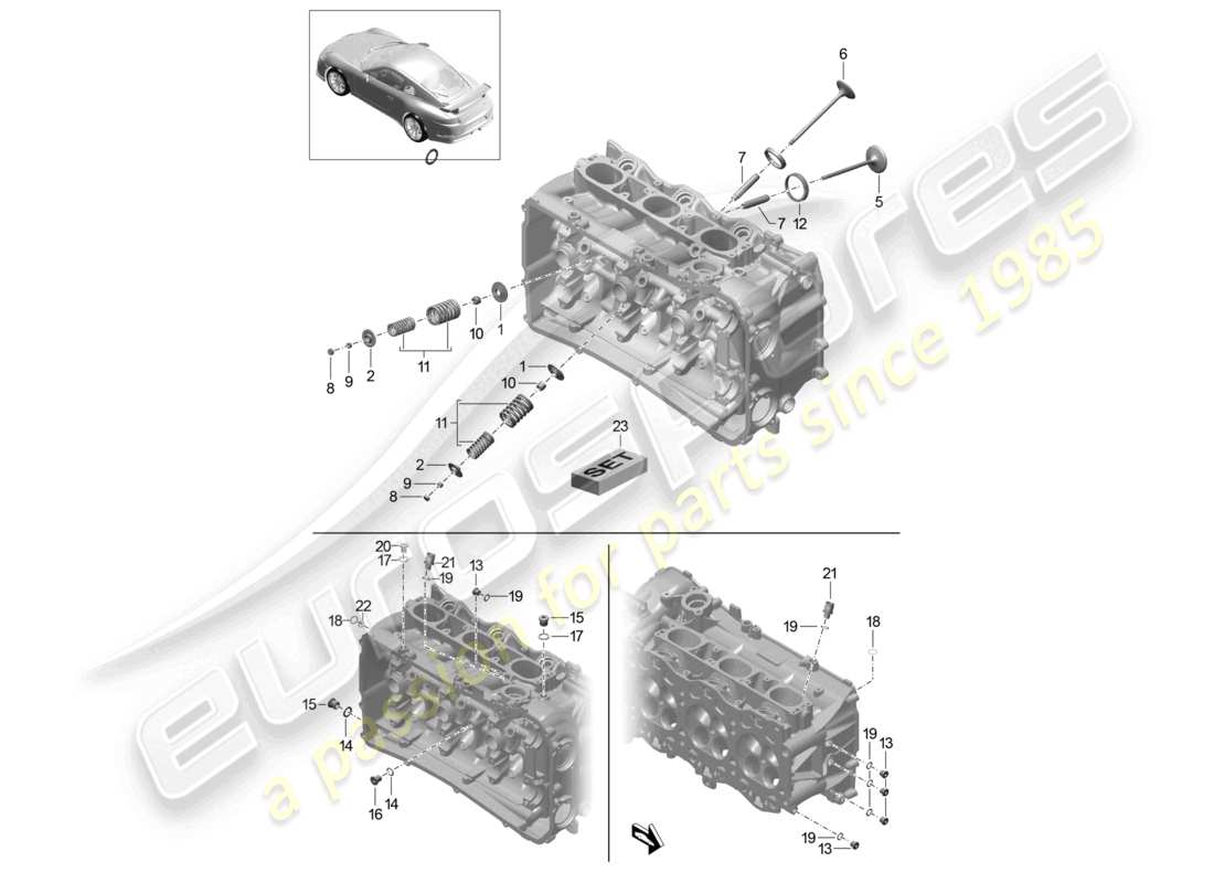 porsche 2021 (991-2 r/gt3/rs) schéma des pièces de soupape des accessoires de culasse