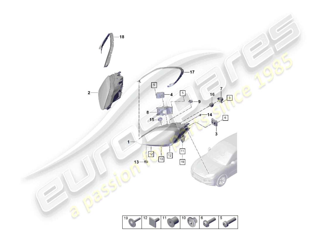 porsche 2024 (cayenne e3 pa) schéma des pièces des phares led