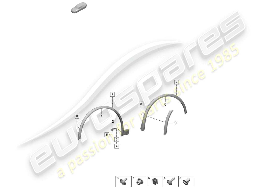 porsche 2024 (macan-e) schéma des pièces des accessoires de protection de passage de roue
