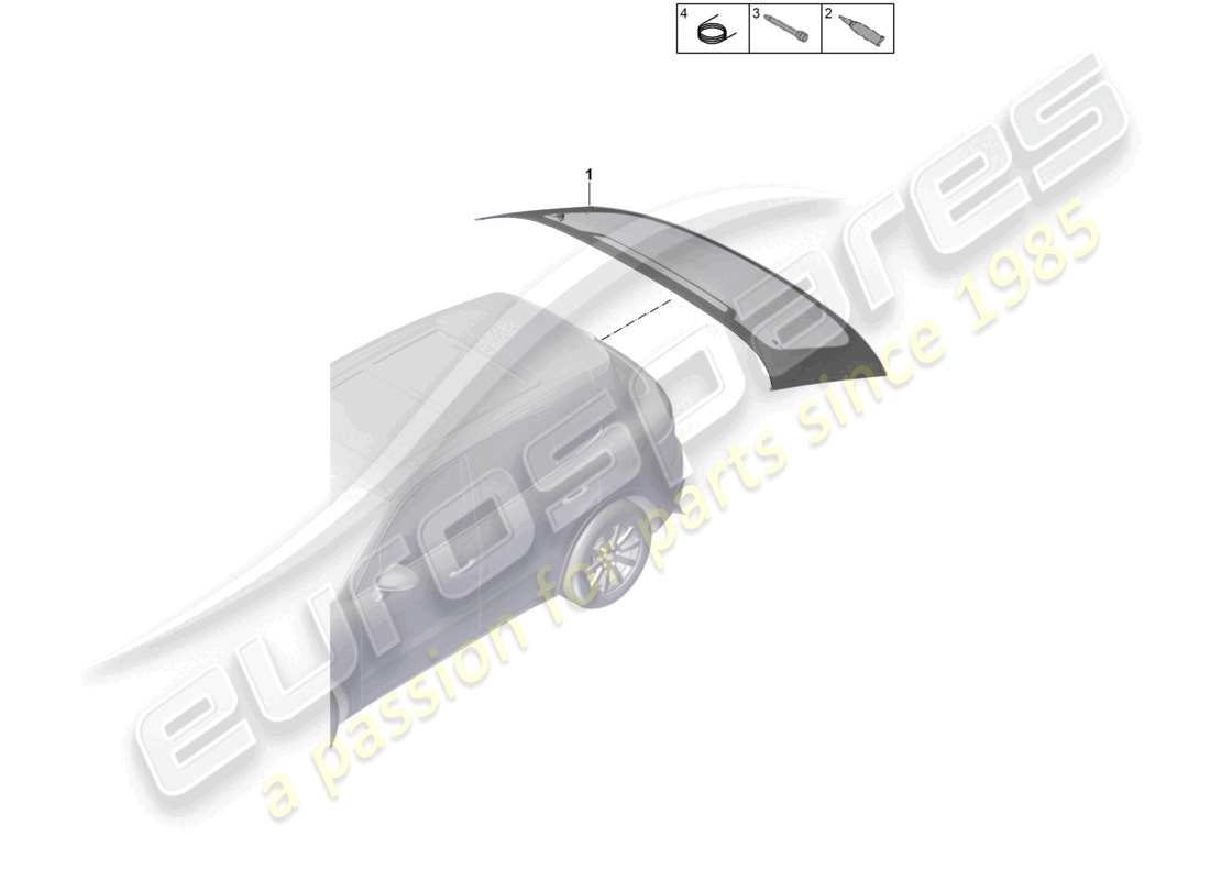 porsche 2021 (cayenne e3 9ya/9yb) schéma des pièces de la lunette arrière du coupé
