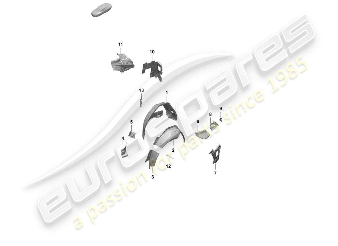 porsche 2025 (taycan 9j1-2) panneau latéral, carter de roue arrière intérieur diagramme des pièces
