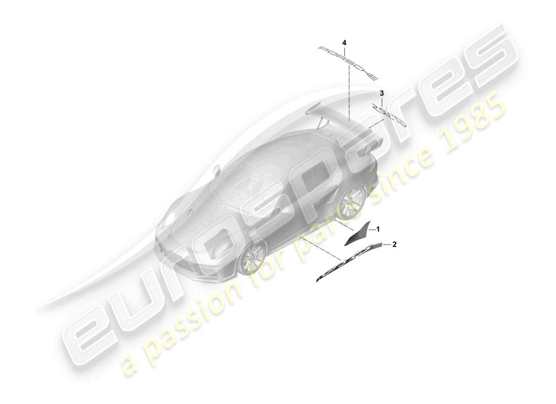 porsche 2021 (991-2 r/gt3/rs) film décoratif film de protection contre les pierres gt3 schéma des pièces rs